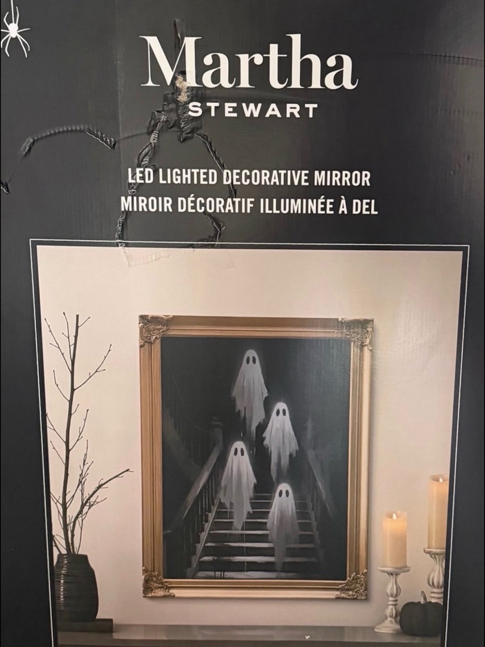 Martha Stewart Gold Framed Decorative Mirror with White LED Accents